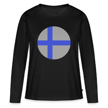 Drapeau rond finlandais - T-shirt manches longues Premium bio Femme - noir - Devant - Julia (174cm)