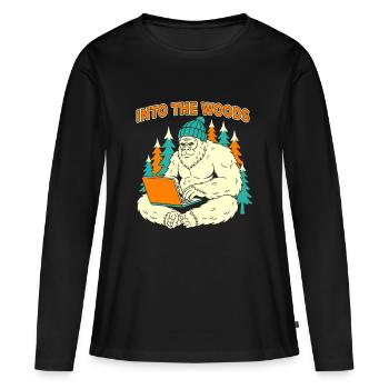 Ordinateur portable Sasquatch dans les bois - T-shirt manches longues Premium bio Femme - noir - Devant - Julia (174cm)