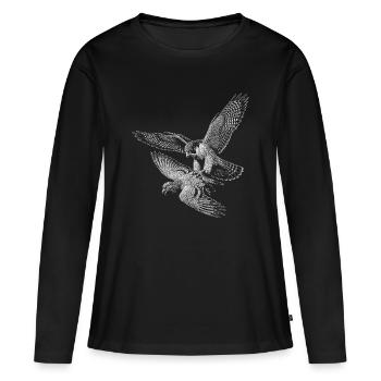 faucon pèlerin - T-shirt manches longues Premium bio Femme - noir - Devant - Julia (174cm)