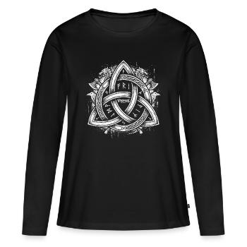 Triquetra - Éternité et Trinité - T-shirt manches longues Premium bio Femme - noir - Devant - Julia (174cm)