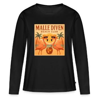 Malle Diven Beach Club Flamingo Mallorca Party - Frauen Premium Bio Langarmshirt - Schwarz - Vorne - Julia (174cm)
