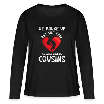 Breakup Cousins Heart Graphic Tee - Women's Premium Organic Long Sleeve Shirt - black - Front - Julia (174cm)