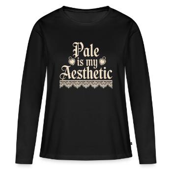 Typographie esthétique en dentelle pâle - T-shirt manches longues Premium bio Femme - noir - Devant - Julia (174cm)
