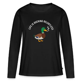 Satire implacable sur le tabagisme de canard - T-shirt manches longues Premium bio Femme - noir - Devant - Julia (174cm)