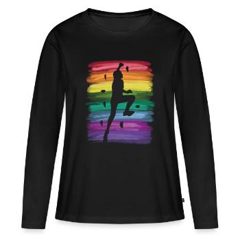 Bloc de bloc de Boulderer - T-shirt manches longues Premium bio Femme - noir - Devant - Julia (174cm)