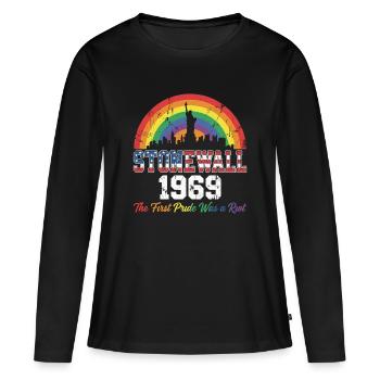 LGBTQ Stonewall 1969 - La première Pride fut une émeute - T-shirt manches longues Premium bio Femme - noir - Devant - Julia (174cm)