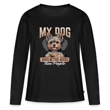 Yorkshire Terrier Yorkshire Race de chien Yorkshire - T-shirt manches longues Premium bio Femme - noir - Devant - Julia (174cm)