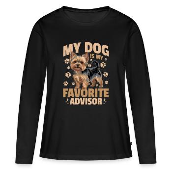 Yorkshire Terrier Yorkshire Race de chien Yorkshire - T-shirt manches longues Premium bio Femme - noir - Devant - Julia (174cm)