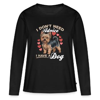 Yorkshire Terrier Yorkshire Race de chien Yorkshire - T-shirt manches longues Premium bio Femme - noir - Devant - Julia (174cm)