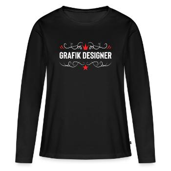 Métier de graphiste - T-shirt manches longues Premium bio Femme - noir - Devant - Julia (174cm)