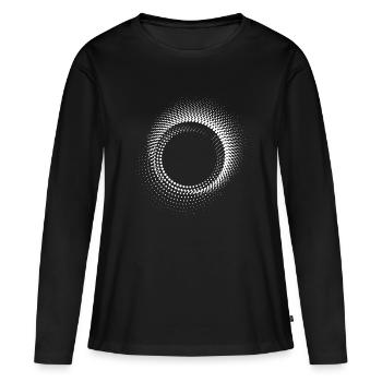 Spirale en points concentriques - T-shirt manches longues Premium bio Femme - noir - Devant - Julia (174cm)