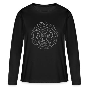 Rose en ligne concentrique - T-shirt manches longues Premium bio Femme - noir - Devant - Julia (174cm)