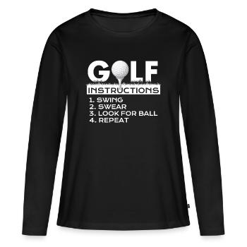 Instructions de golf Jurons de swing Répéter l’humour - T-shirt manches longues Premium bio Femme - noir - Devant - Julia (174cm)
