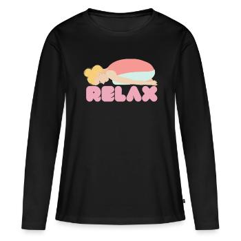 Pastell-Schlaf-Entspannungs-Illustration - Frauen Premium Bio Langarmshirt - Schwarz - Vorne - Julia (174cm)