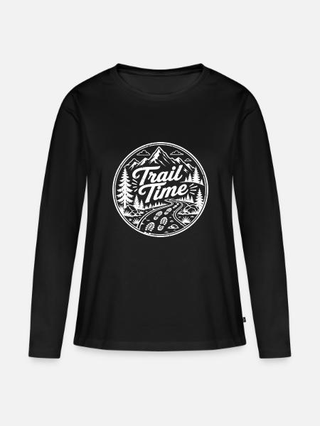 trail time - Frauen Premium Bio Langarmshirt - Schwarz