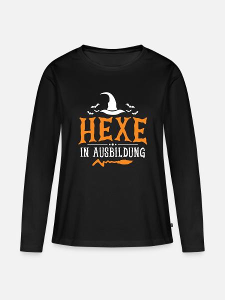 Hexe In Ausbildung - Frauen Premium Bio Langarmshirt - Schwarz