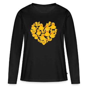 Herz der Quietscheenten - Frauen Premium Bio Langarmshirt - Schwarz - Vorne - Julia (174cm)