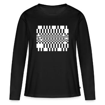 Grille d’ondes optiques - T-shirt manches longues Premium bio Femme - noir - Devant - Julia (174cm)