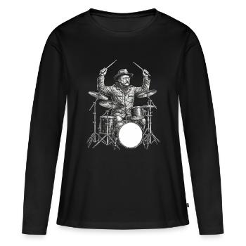 Theodore Roosevelt joue de la batterie - T-shirt manches longues Premium bio Femme - noir - Devant - Julia (174cm)