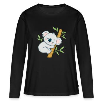 Koala dormeur sur branche - T-shirt manches longues Premium bio Femme - noir - Devant - Julia (174cm)
