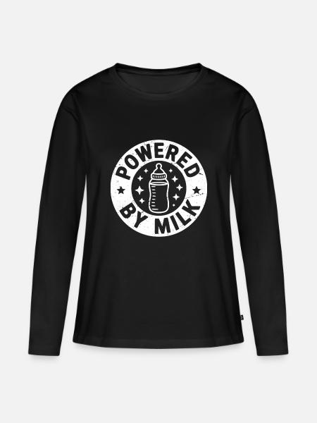 powered by milk - Frauen Premium Bio Langarmshirt - Schwarz
