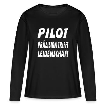 Pilot - Frauen Premium Bio Langarmshirt - Schwarz - Vorne - Julia (174cm)