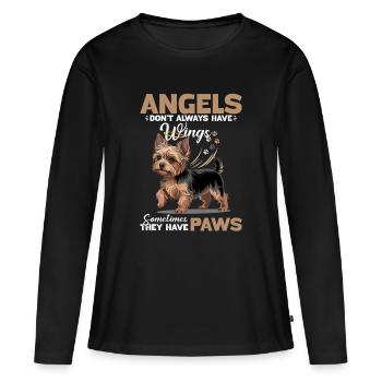 Yorkshire Terrier Yorkshire Race de chien Yorkshire - T-shirt manches longues Premium bio Femme - noir - Devant - Julia (174cm)
