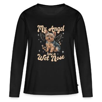 Yorkshire Terrier Yorkshire Race de chien Yorkshire - T-shirt manches longues Premium bio Femme - noir - Devant - Julia (174cm)