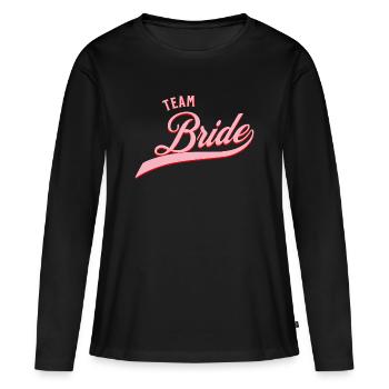Team Bride College Style! JGA Braut Crew Design - Frauen Premium Bio Langarmshirt - Schwarz - Vorne - Julia (174cm)