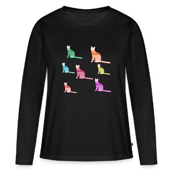 félin - T-shirt manches longues Premium bio Femme - noir - Devant - Julia (174cm)