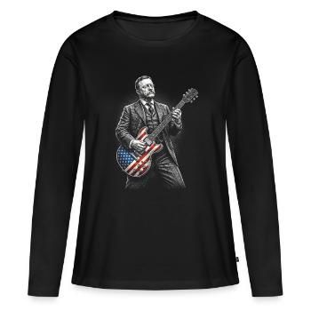 Theodore Roosevelt Guitariste avec Flags Guitar - T-shirt manches longues Premium bio Femme - noir - Devant - Julia (174cm)