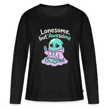 Fantôme Solitaire - T-shirt manches longues Premium bio Femme - noir - Devant - Julia (174cm)