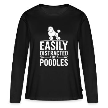 Expressions sur les caniches Caniche Caniche Cadeau drôle de caniche - T-shirt manches longues Premium bio Femme - noir - Devant - Julia (174cm)