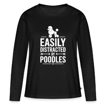 Expressions sur les caniches Caniche Caniche Cadeau drôle de caniche - T-shirt manches longues Premium bio Femme - noir - Devant - Julia (174cm)