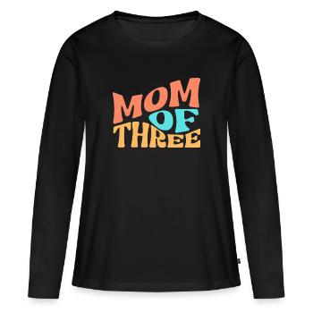 Mom of Three - Frauen Premium Bio Langarmshirt - Schwarz - Vorne - Julia (174cm)