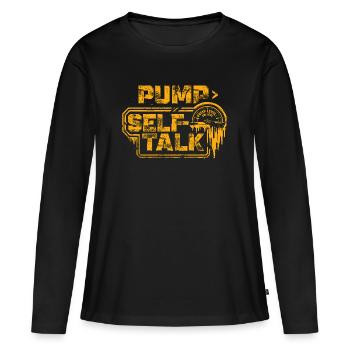 La pompe > Le discours intérieur | Motivation à la salle de sport - T-shirt manches longues Premium bio Femme - noir - Devant - Julia (174cm)