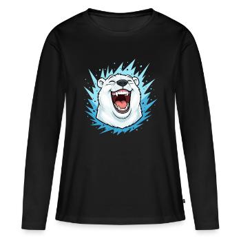 Ours polaire rieur dans la foudre bleue - T-shirt manches longues Premium bio Femme - noir - Devant - Julia (174cm)