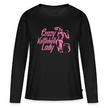Fitness Fanatics Crazy Kettlebell Lady - Women's Premium Organic Long Sleeve Shirt - black - Front - Julia (174cm)