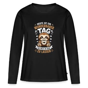 Journée merveilleuse de paix et de tranquillité - T-shirt manches longues Premium bio Femme - noir - Devant - Julia (174cm)