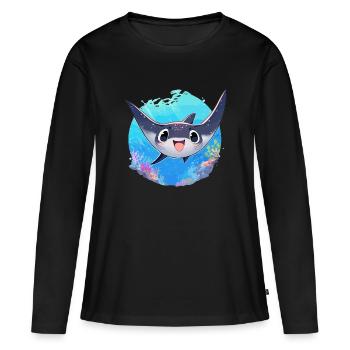 Raies Manta Raies - T-shirt manches longues Premium bio Femme - noir - Devant - Julia (174cm)