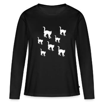 félin - T-shirt manches longues Premium bio Femme - noir - Devant - Julia (174cm)