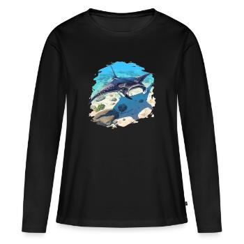 Raies Manta Raies - T-shirt manches longues Premium bio Femme - noir - Devant - Julia (174cm)