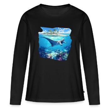 Raies Manta Raies - T-shirt manches longues Premium bio Femme - noir - Devant - Julia (174cm)