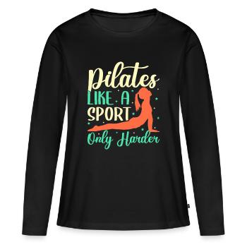 Yoga Pilates comme un sport Yoga drôle - T-shirt manches longues Premium bio Femme - noir - Devant - Julia (174cm)