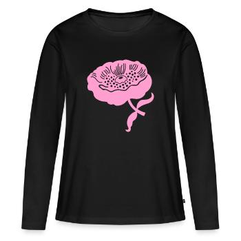 Pivoine L pivoine botanique L rose - T-shirt manches longues Premium bio Femme - noir - Devant - Julia (174cm)