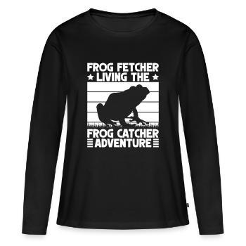 Le Catcheur de Grenouilles Vivant la Grenouille d’Aventure - T-shirt manches longues Premium bio Femme - noir - Devant - Julia (174cm)