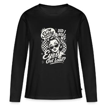Eye Roll Pinup Humor - Frauen Premium Bio Langarmshirt - Schwarz - Vorne - Julia (174cm)