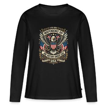 Aigle de la fête de l’Indépendance avec drapeaux - T-shirt manches longues Premium bio Femme - noir - Devant - Julia (174cm)