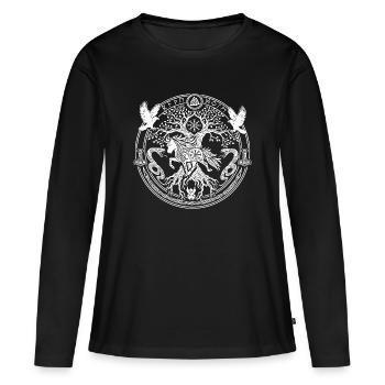 Nordisches Islandpferd - Frauen Premium Bio Langarmshirt - Schwarz - Vorne - Julia (174cm)