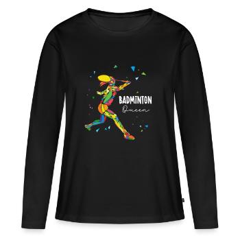 Badminton Queen Rainbow Smash - Women's Premium Organic Long Sleeve Shirt - black - Front - Julia (174cm)